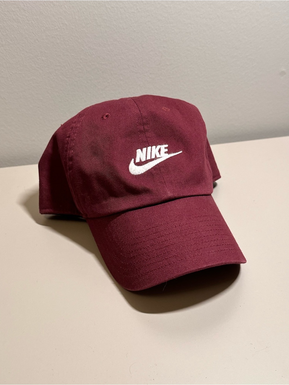 Nike Men's Maroon Baseball Cap with White Embroidered Logo